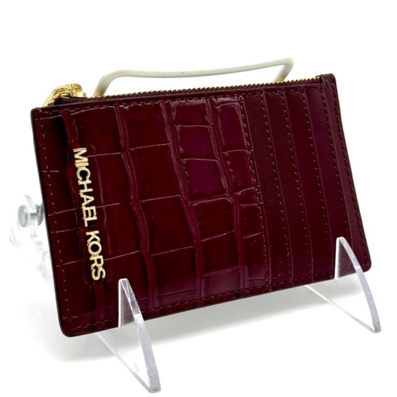 Michael Kors Medium Logo Card Case Wallet Ox Blood Multi - Picture 3 of 7